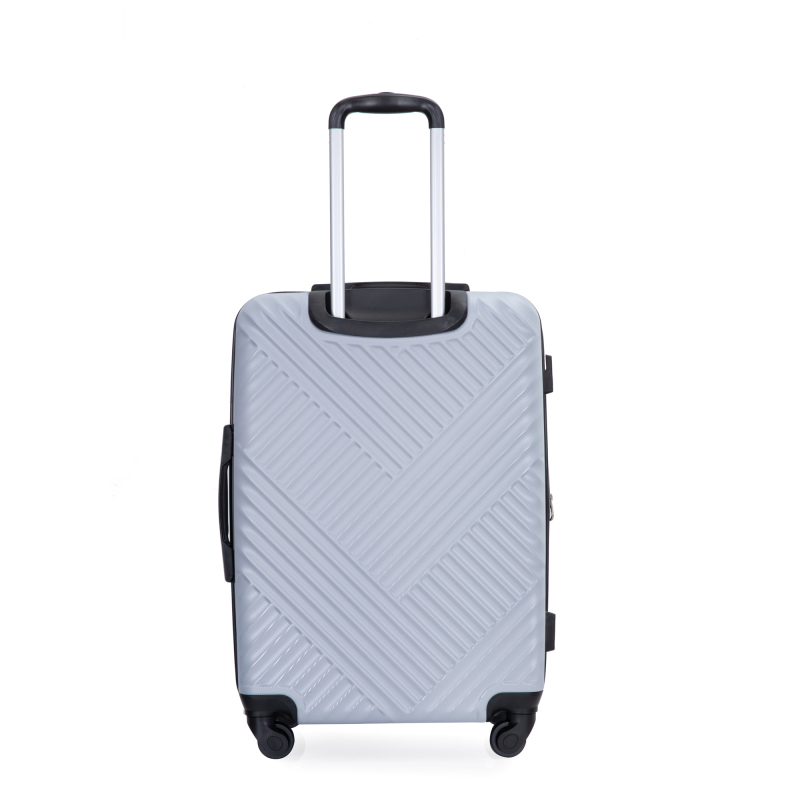 Expandable 3 Piece Luggage Sets PC Lightweight Suitcase with Two Hooks, Spinner Wheels, TSA Lock, (20/24/28), Silver
